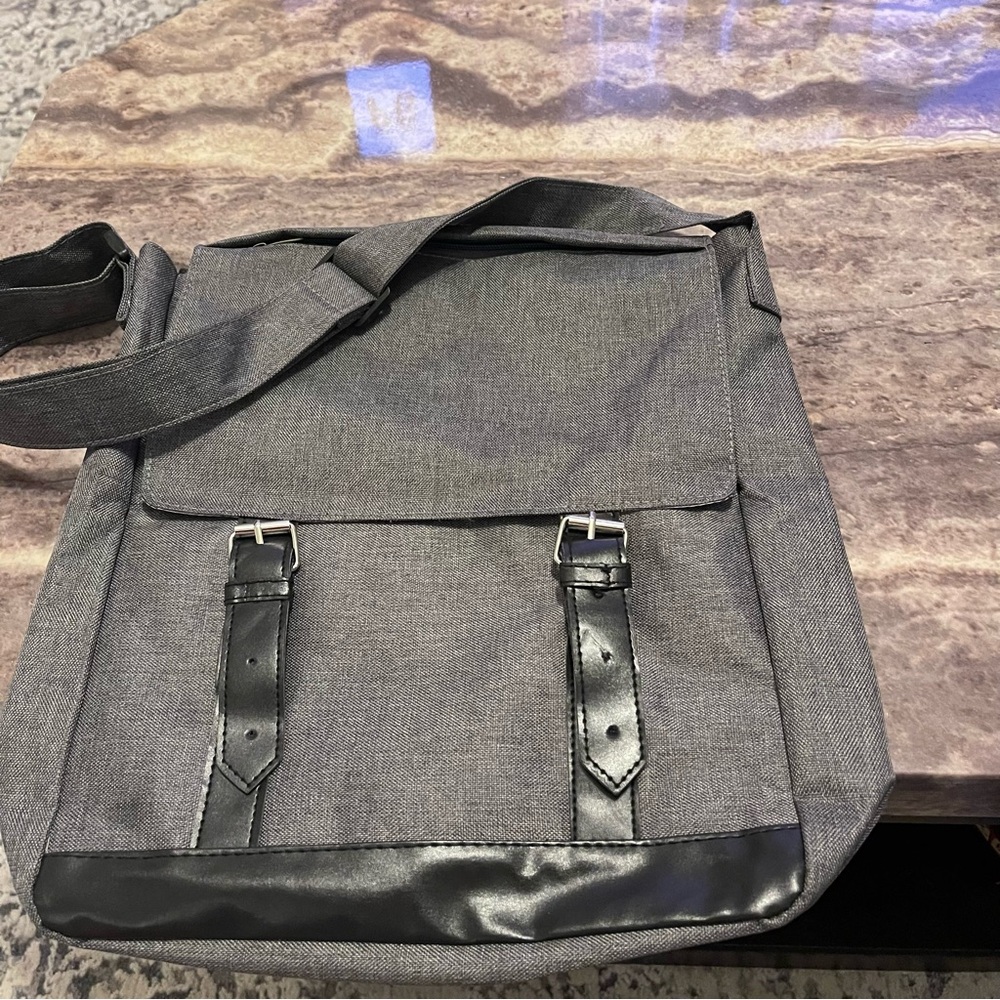 Elegant Gray and Black Laptop Bag for Men
